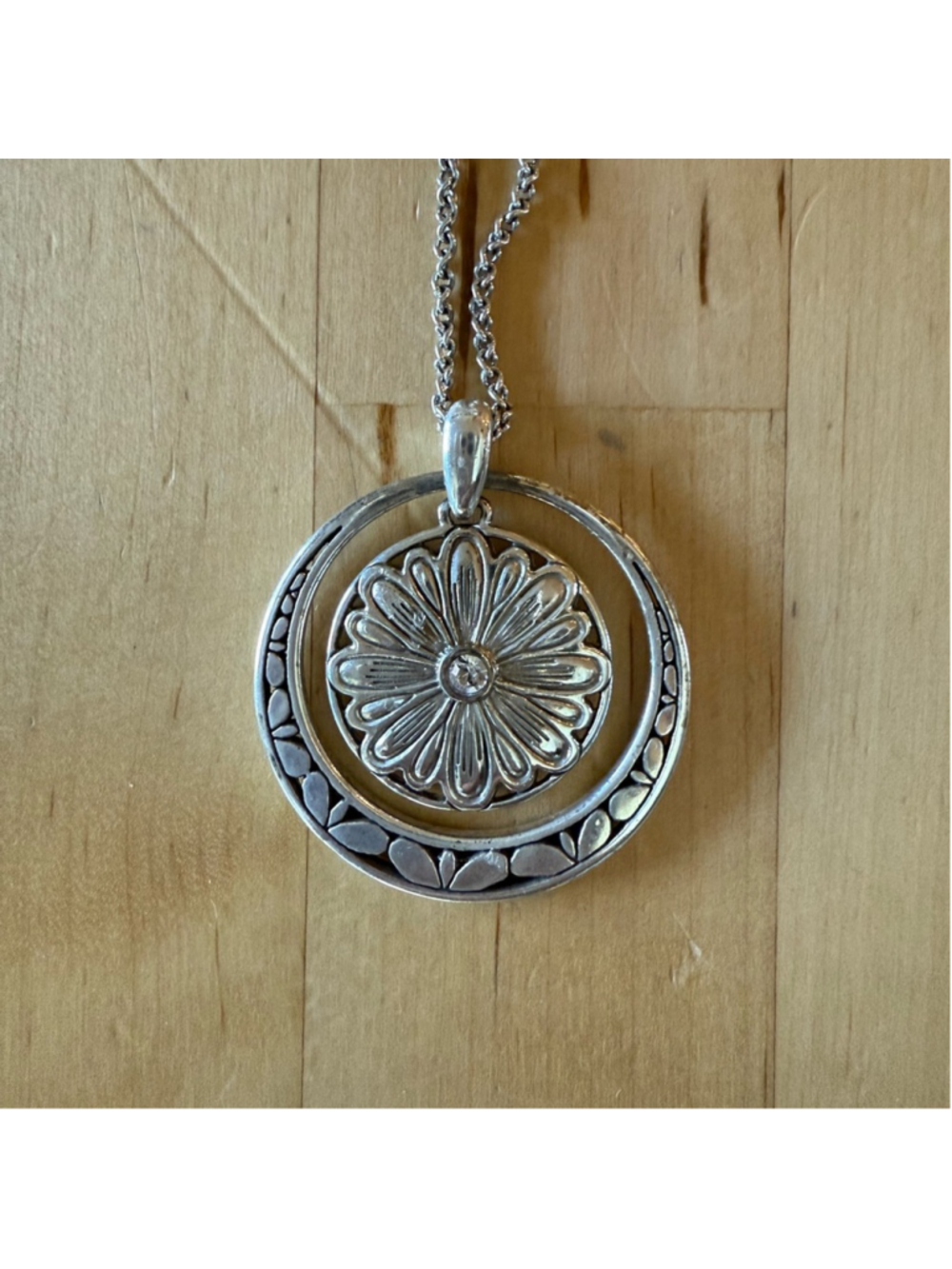 Brighton vintage sunflower yellow orange and silver reversible necklace - Picture 4 of 5